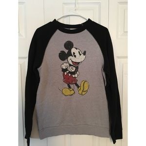Mickey Mouse Sweatshirt Grey & Black Size Medium